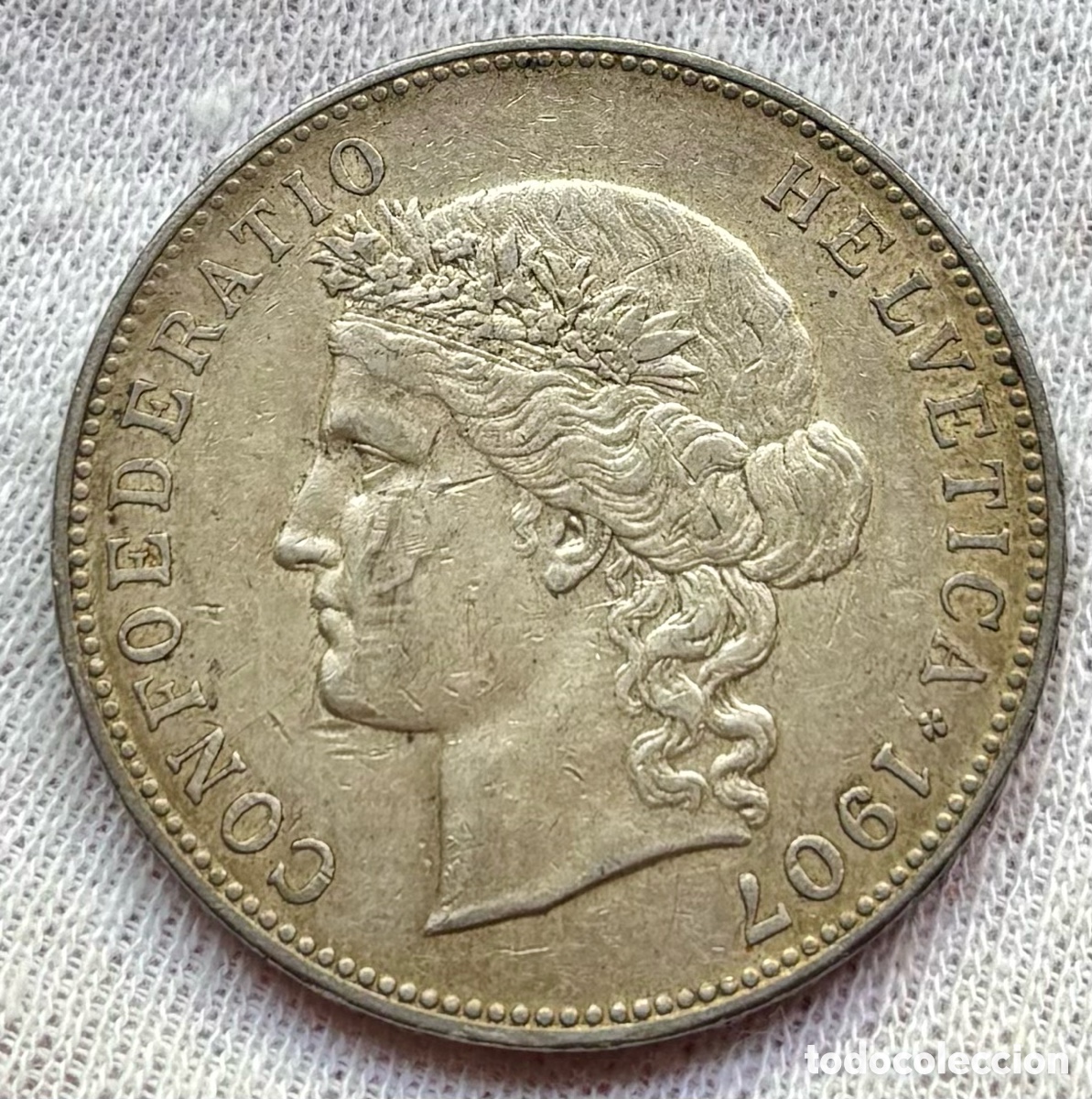 Monedas antiguas de Europa: Moneda PLATA SUIZA 5 Francos 1907. Francs
