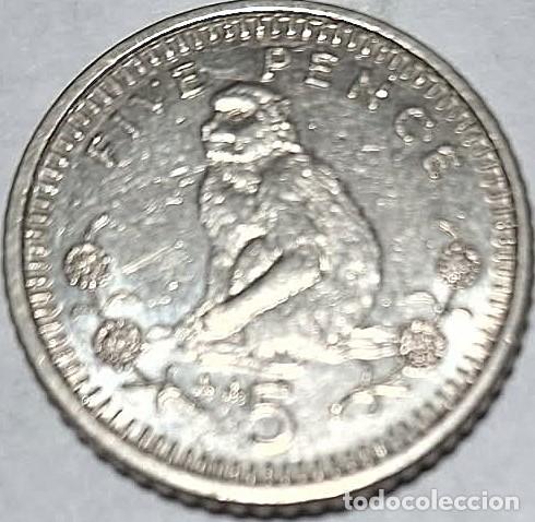 Monedas antiguas de Europa: Gibraltar, 5 peniques 1995AA KM#22.2./ La de las fotos.