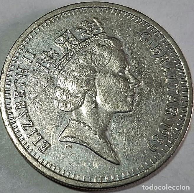 Monedas antiguas de Europa: Gibraltar, 10 peniques 1989AA KM#23./ La de las fotos.