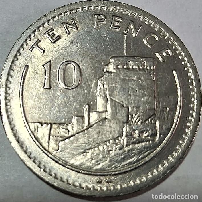 Monedas antiguas de Europa: Gibraltar, 10 peniques 1990AA KM#23./ La de las fotos.