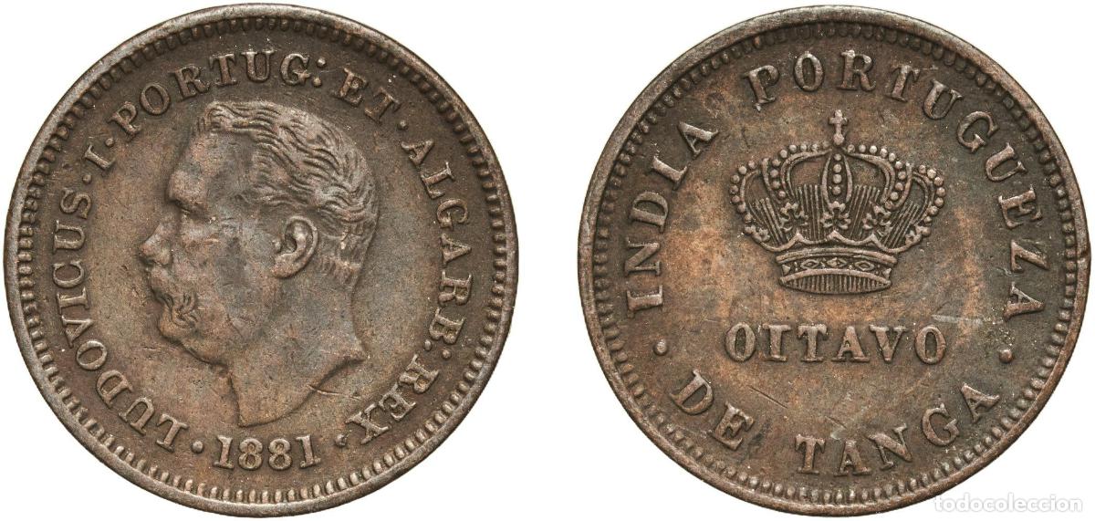 Monedas antiguas de Europa: India British Raj 1881 ⅛ Tanga - Lu&iacute;z I (Calcutta) Copper Calcutta Mint (12396800) 3.28g XF KM 307