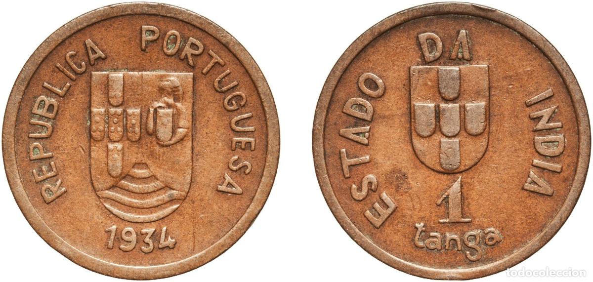 Monedas antiguas de Europa: India Republic 1934 1 Tanga- Republic (Lisboa mint) Bronze Lisbon Mint (100000) 3.91g XF KM 19 Gom