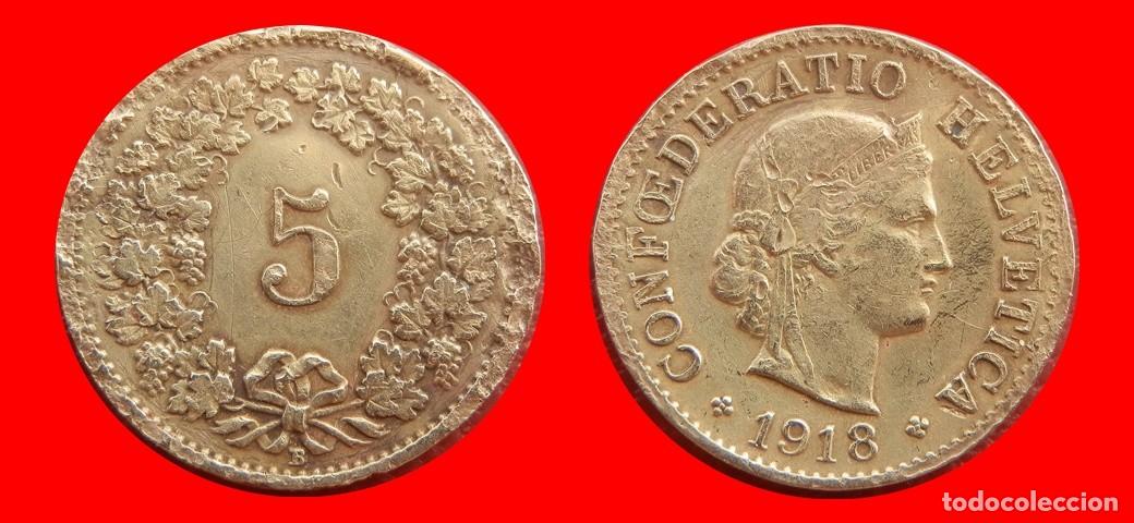 Monedas antiguas de Europa: 5 RAPPEN 1918 REGULAR CONSERVACION SUIZA-155143