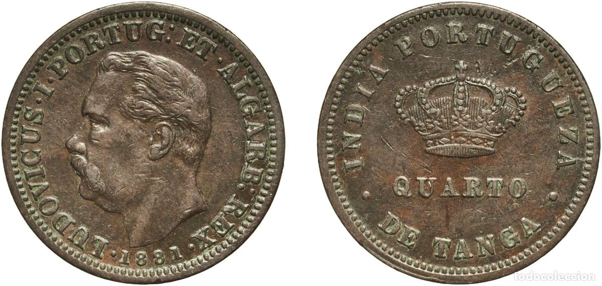 Monedas antiguas de Europa: India British Raj 1881 &frac14; Tanga - Lu&iacute;z I (Calcutta) Copper Calcutta Mint (7242000) 6.57g XF KM 308