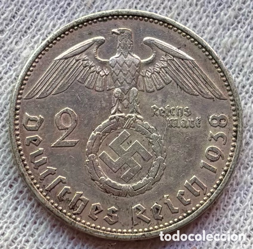 Monedas antiguas de Europa: Moneda PLATA ALEMANIA NAZI 2 Marcos 1938-A. Mark