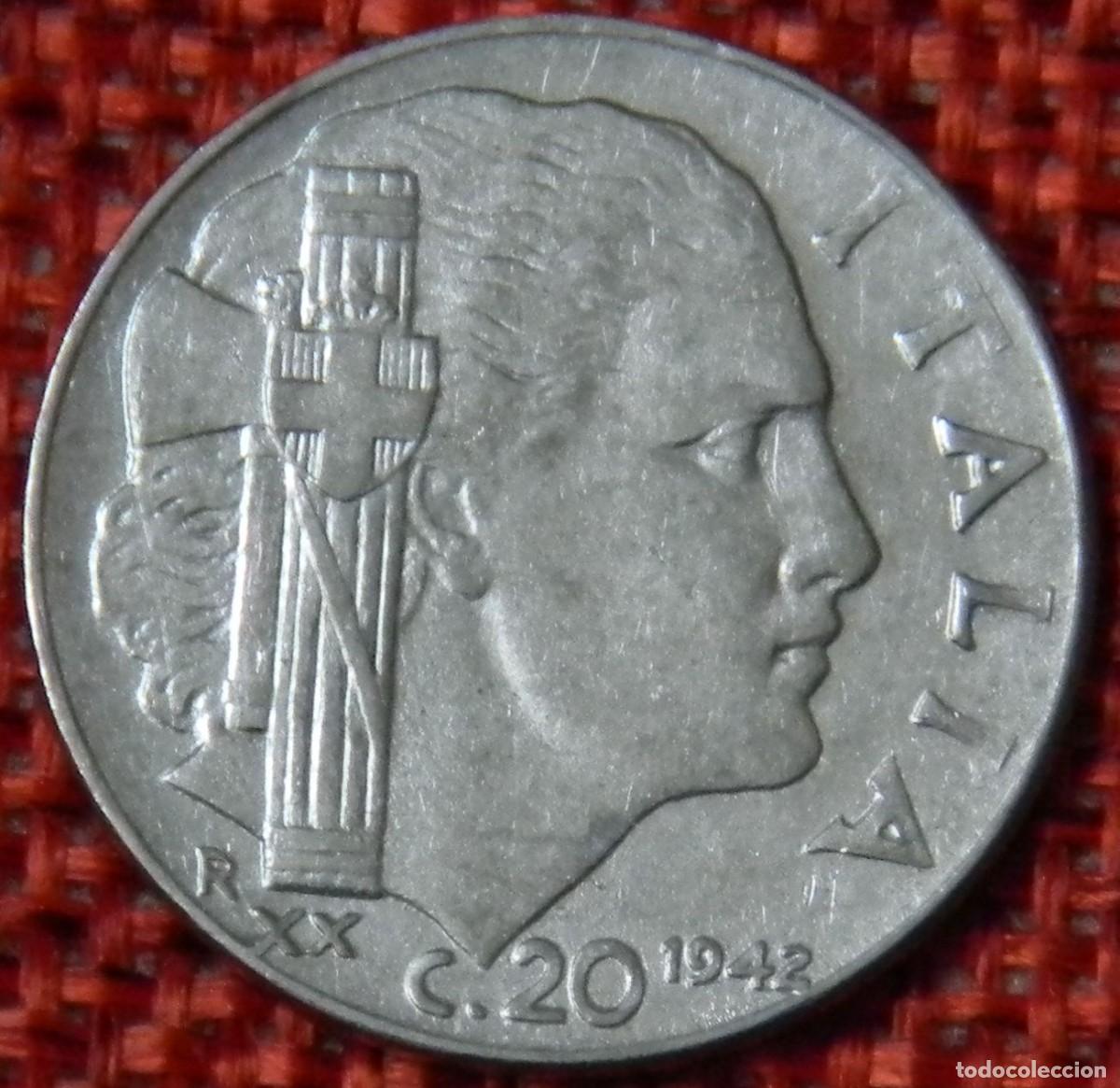 Monedas antiguas de Europa: Italia - Italy - 20 Centimisi del a&ntilde;o 1942