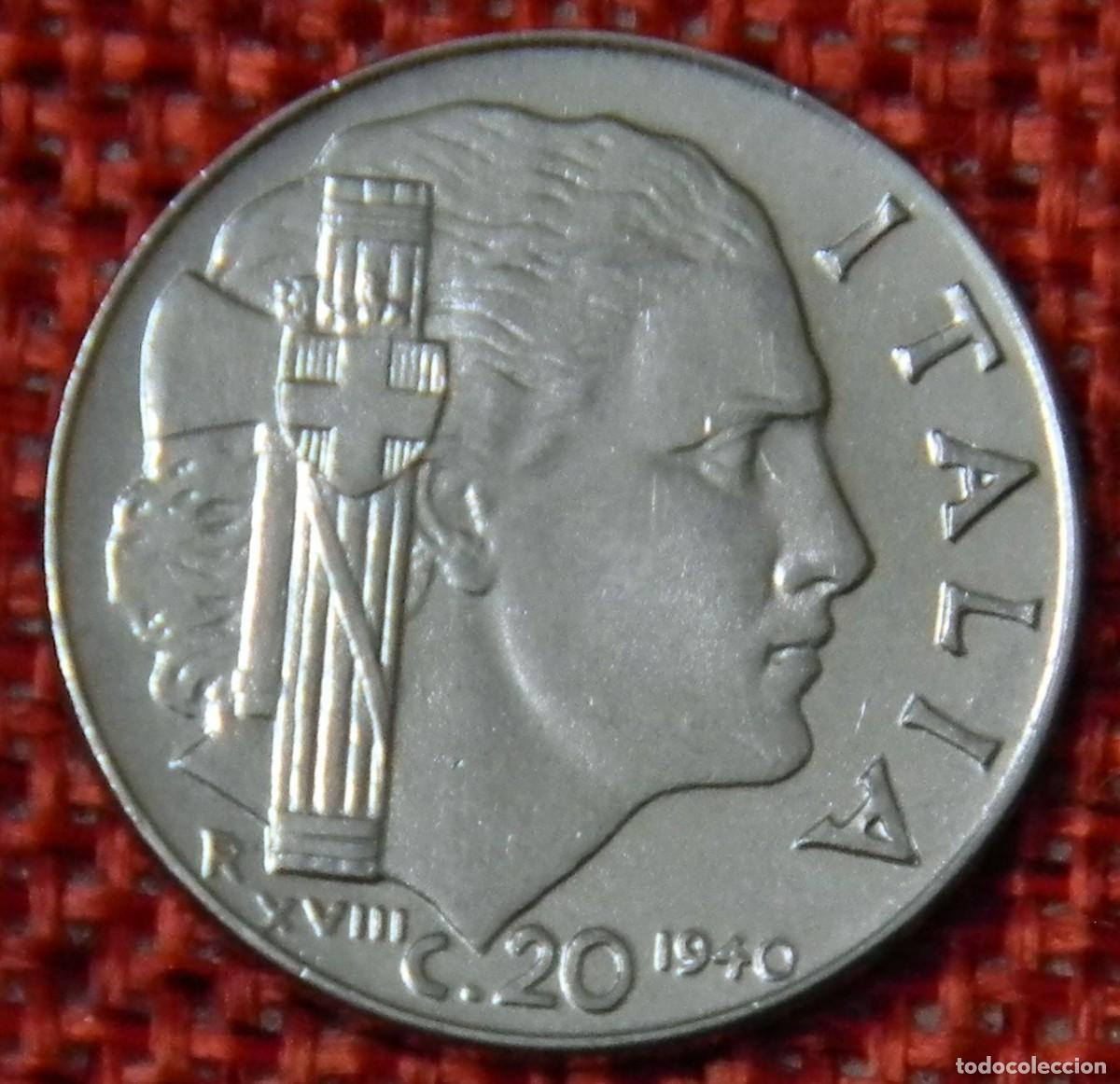 Monedas antiguas de Europa: Italia - Italy - 20 Centimisi del a&ntilde;o 1940 Rey Vitorio Emmanuel III