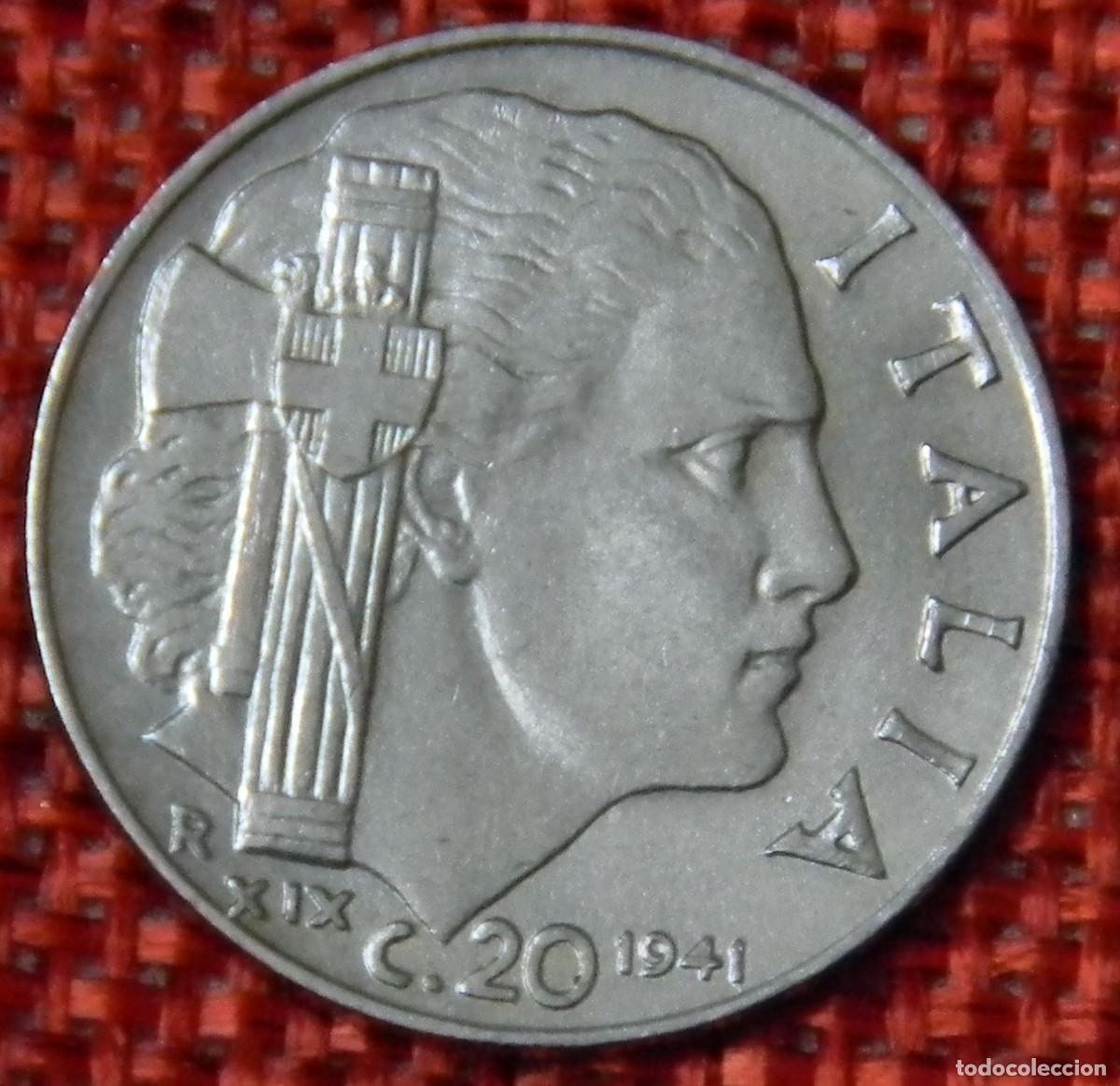 Monedas antiguas de Europa: Italia - Italy - 20 Centimisi del a&ntilde;o 1941 Rey Vitorio Emmanuel III