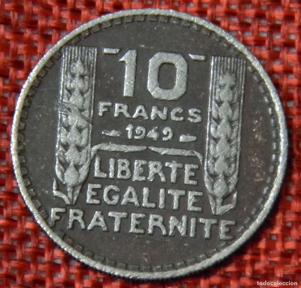 Monedas antiguas de Europa: Francia France - 10 francs del a&ntilde;o 1949 - KM# 909