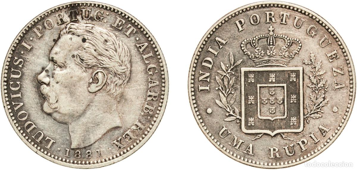 Monedas antiguas de Europa: India Portuguese colony 1881 1 Rupia - Lu&iacute;z I (Calcutta mint) Silver (.917) Calcutta Mint (1762901)