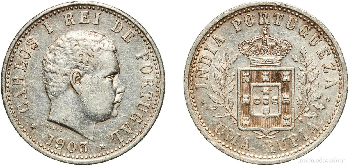 Monedas antiguas de Europa: India British Raj 1903 1 Rupia - Carlos I (Lisboa mint) Silver (.920) Lisbon Mint (200000) 11.64g X