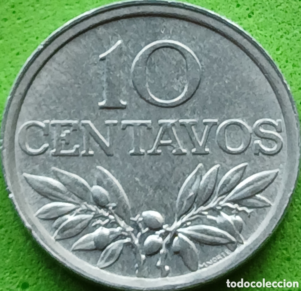 Monedas antiguas de Europa: Portugal 10 centavos 1976 km#594 alineaci&oacute;n moneda (180&deg;), poco com&uacute;n