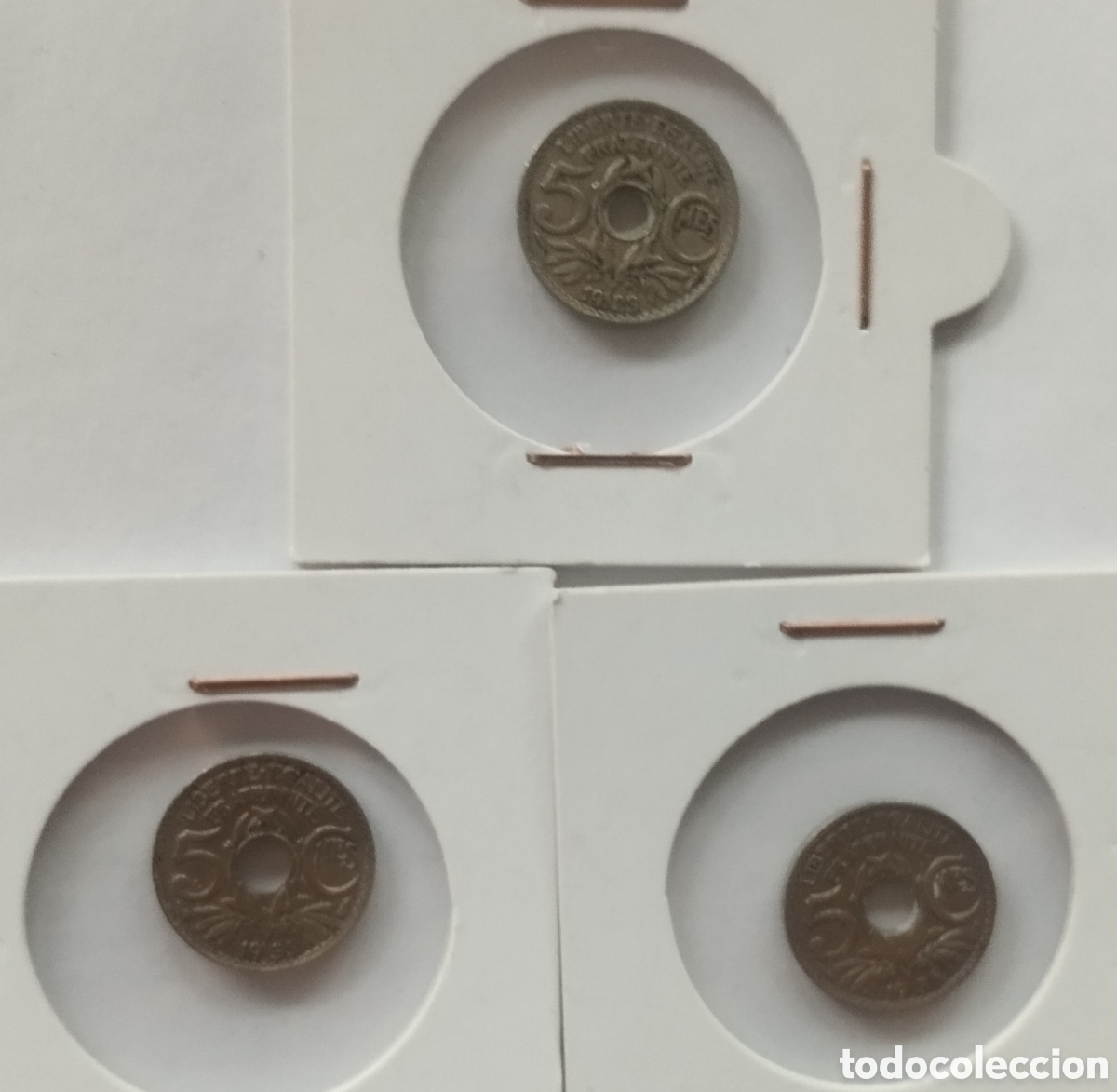 Monedas antiguas de Europa: LOTE DE TRES MONEDAS FRANCIA DE 5 C&Eacute;NTIMOS 1923-1935 Y 1936 (FOTOS)