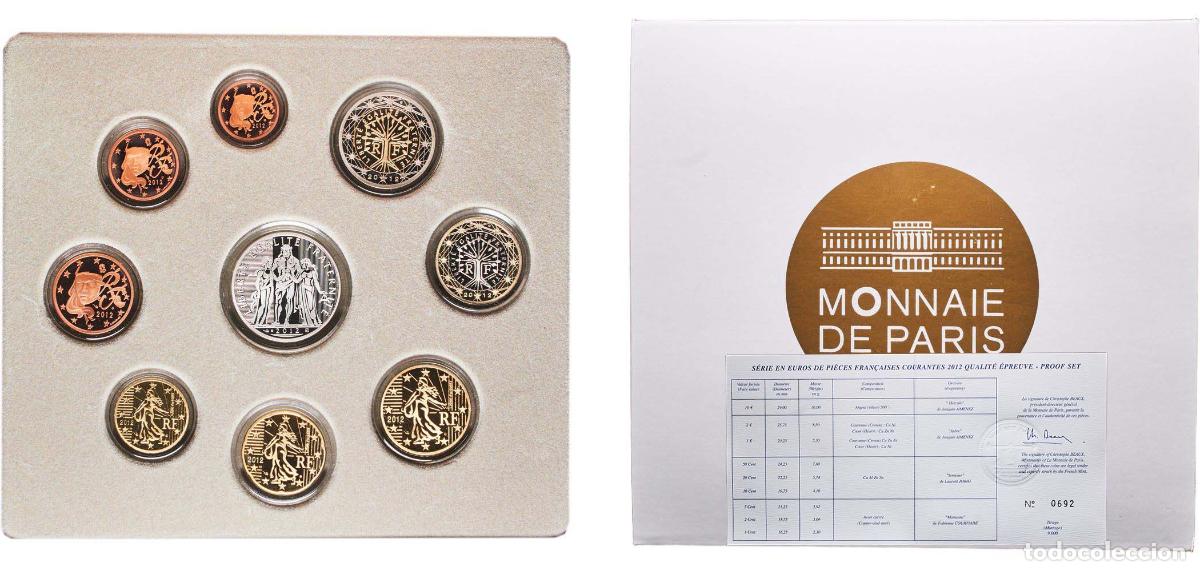 Monedas antiguas de Europa: France Fifth Republic 2012 Proof Euro set with 9 coins (2nd map , Silver Weight 10gr) PF
