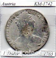 Monedas antiguas de Europa: AUSTRIA 1765, 1 THALER, KM-1742. AG