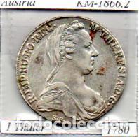 Monedas antiguas de Europa: AUSTRIA 1780, 1 THALER, KM-1866.2, AG, BC;