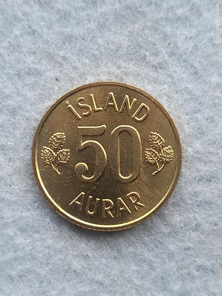 Monedas antiguas de Europa: Islandia. 50 Aurar. A&ntilde;o 1974. Sin circular.