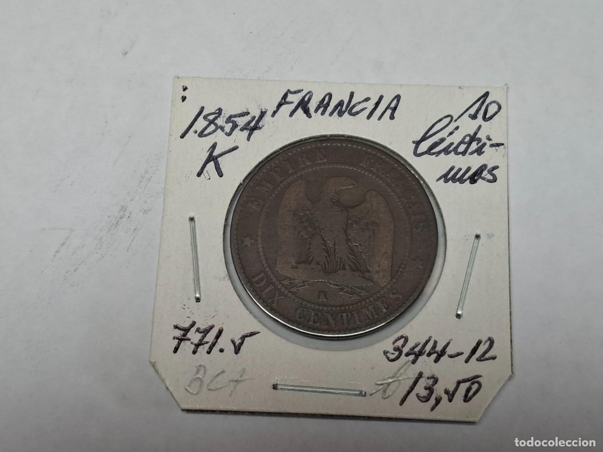 Monedas antiguas de Europa: 10 CENTIMES de 1854 K KM 771.5 FRANCIA en BC+