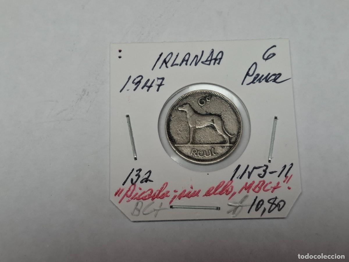 Monedas antiguas de Europa: 6 PENCE de 1947 KM 13a IRLANDA en BC+