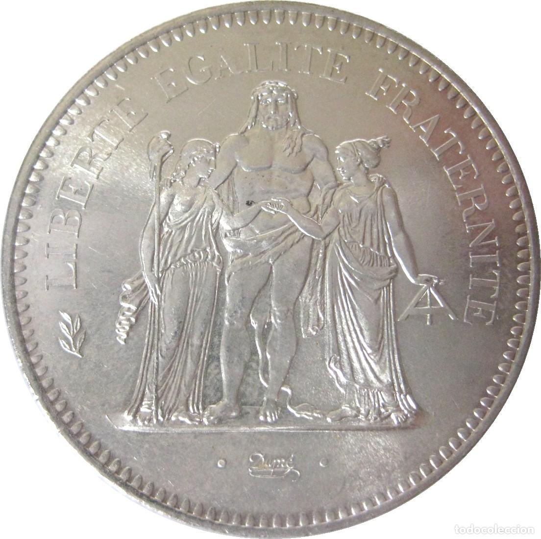 Monedas antiguas de Europa: Francia (V Rep&uacute;blica), 50 Francos de 1977, PLATA, KM# 941. Sin Circular?