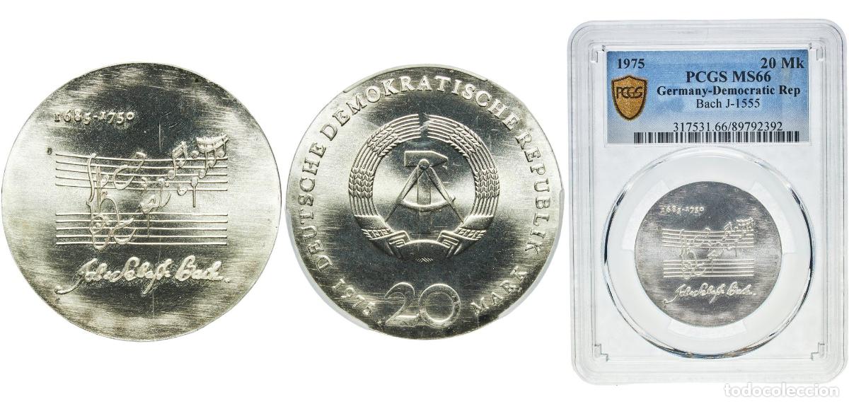 Monedas antiguas de Europa: Germany German Democratic Republic Democratic republic 1975 A 20 Mark (Johann Sebastian Bach) Silve