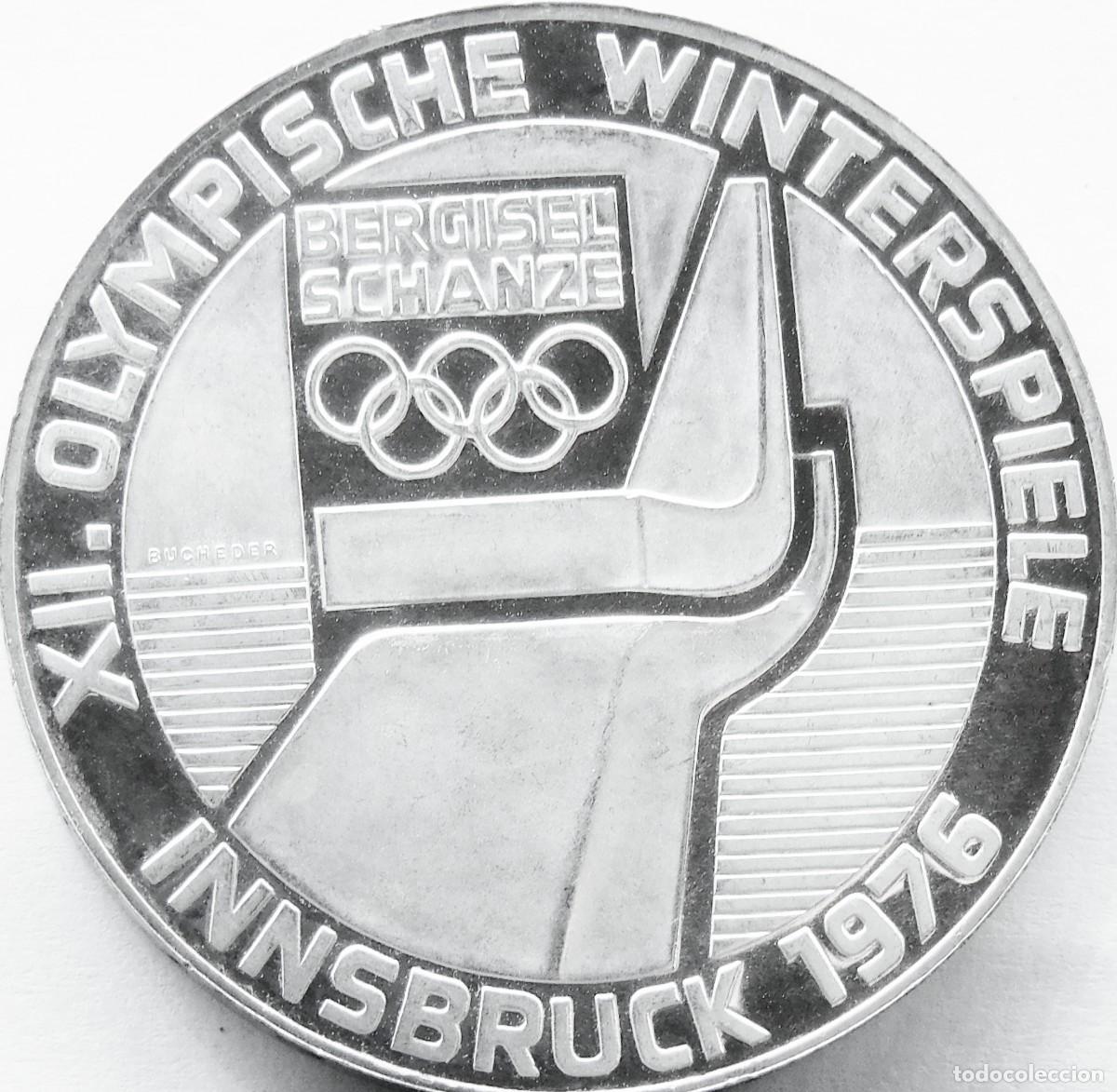 Old Coins of Europe: MONEDA AUSTRIA 10O CHELINES 1976 - JJOO INNSBRUCK-TRAMPOL&Iacute;N. PLATA EXCELENTE. ESCASA