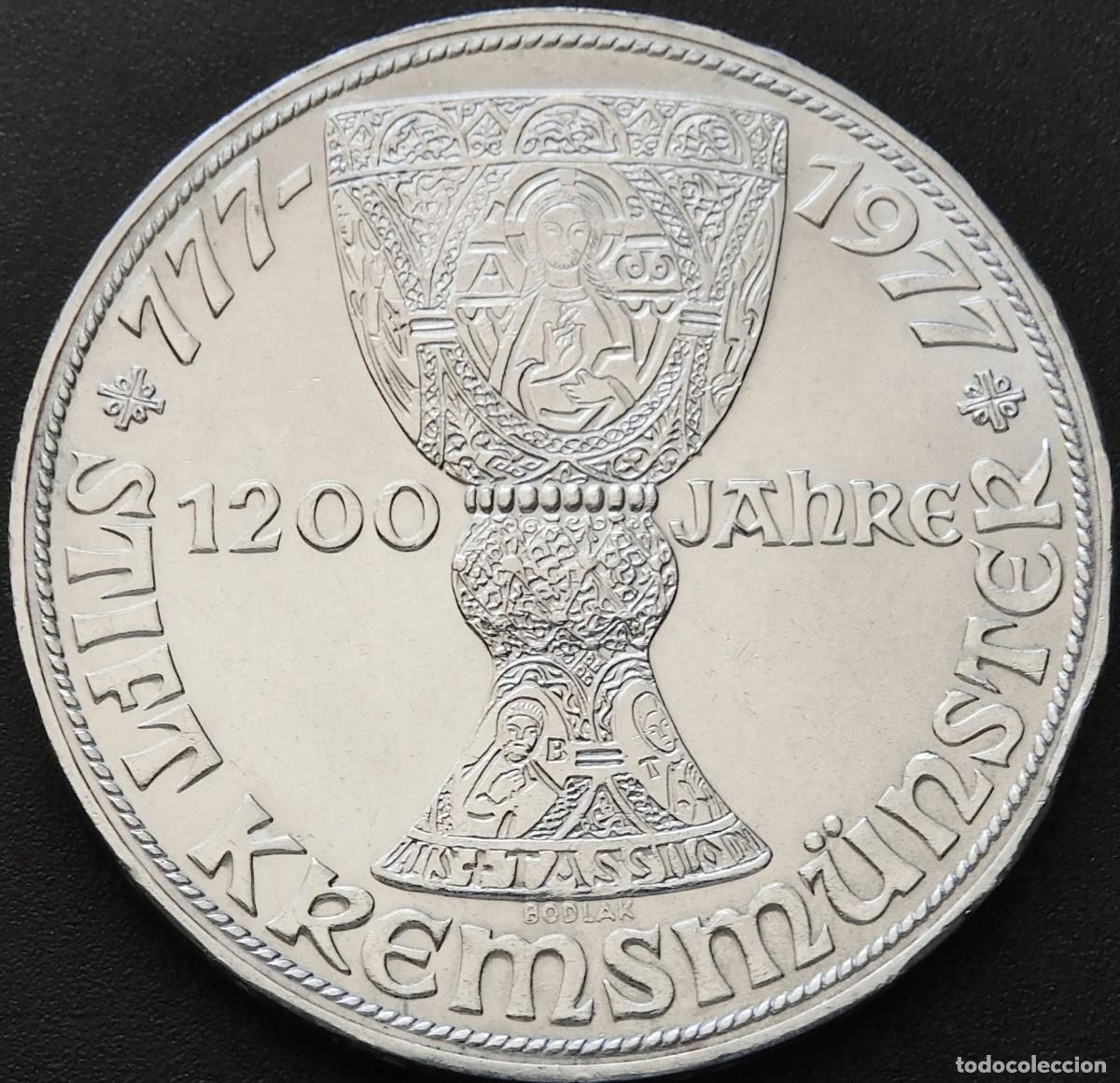 Old Coins of Europe: MONEDA AUSTRIA 10O CHELINES 1977 - MONASTERIO DE KREMSMUNSTER. PLATA SIN CIRCULAR. ESCASA