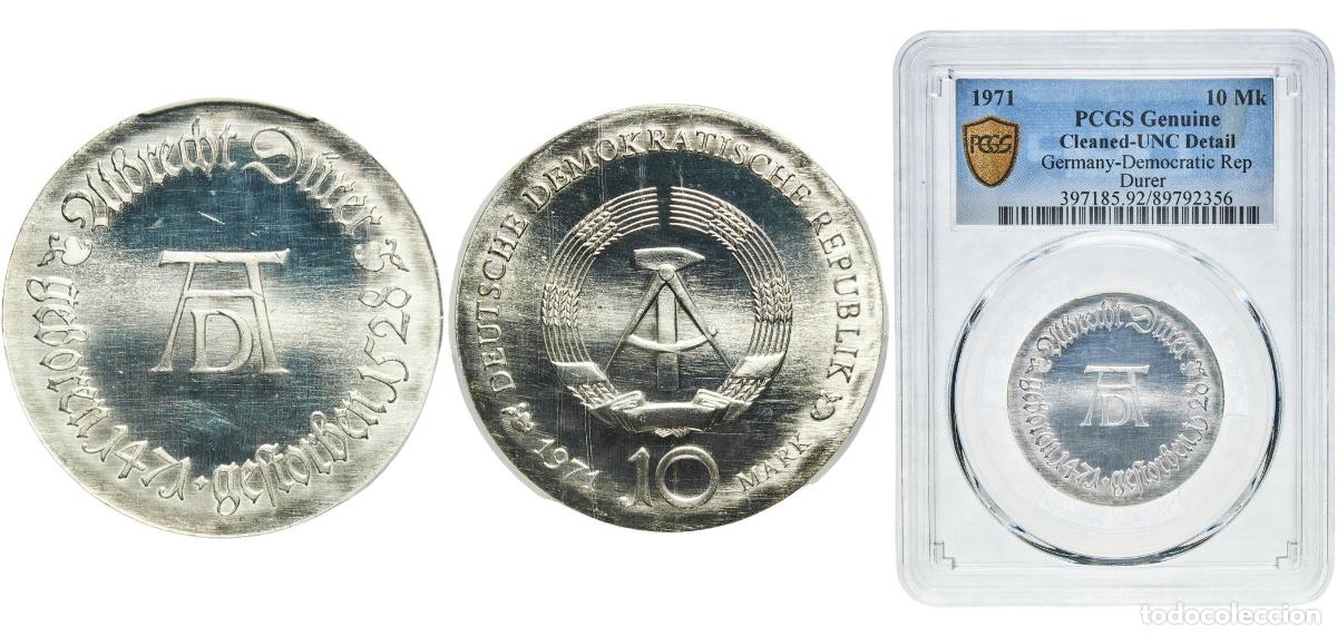 Monedas antiguas de Europa: Germany German Democratic Republic Democratic republic 1971 10 Mark (Albrecht D&uuml;rer) Silver (.625)