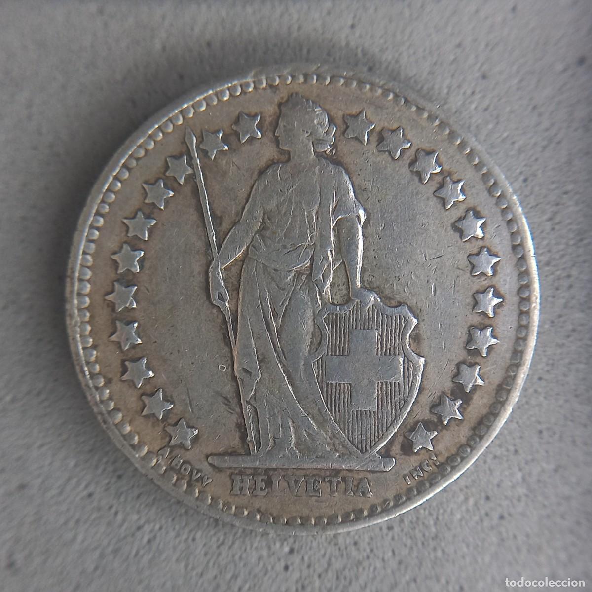 Moedas antigas da Europa: Moneda de plata. Suiza. 1/2 Fr (medio franco), a&ntilde;o 1956 HELVETIA