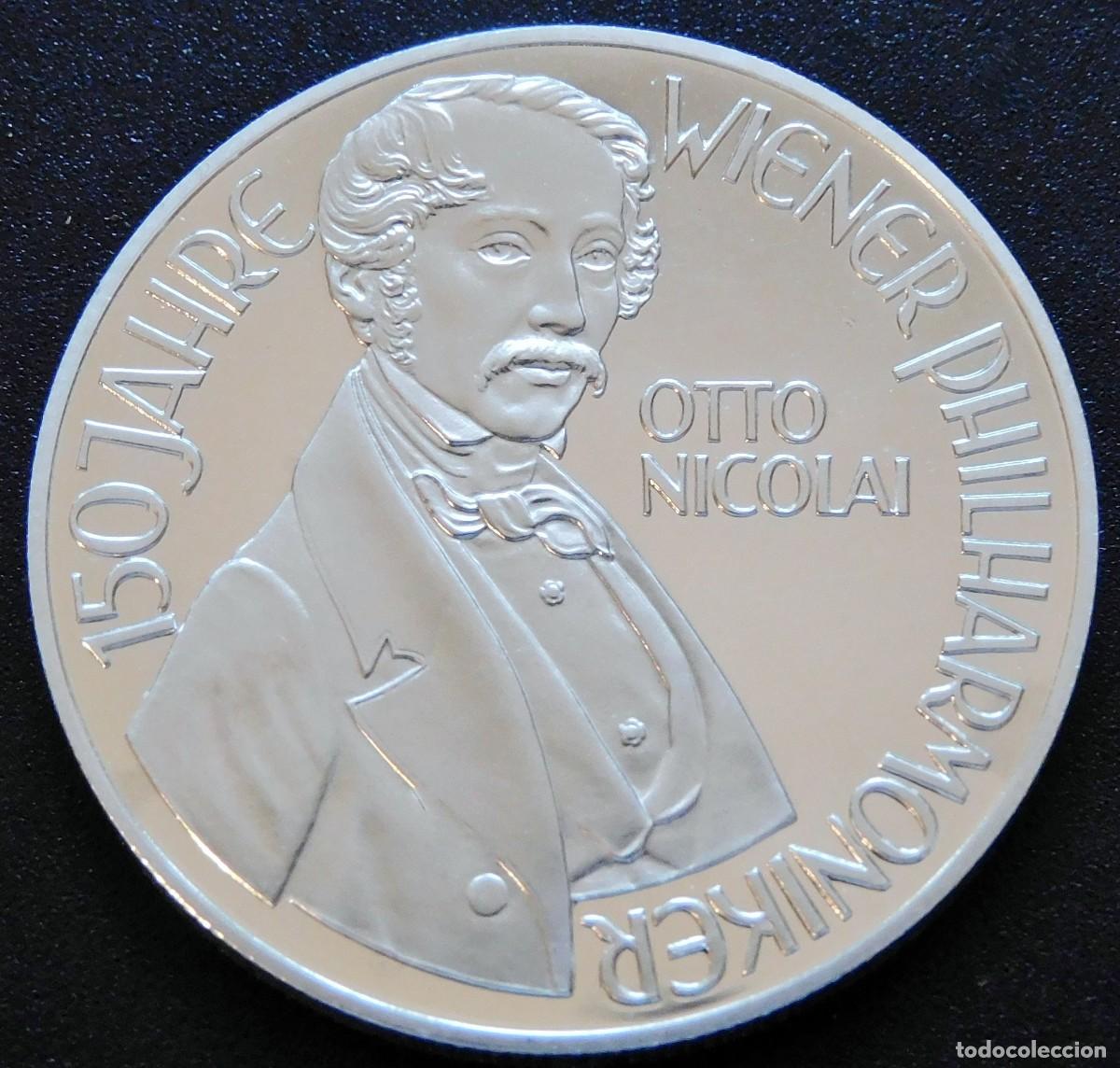 Moedas antigas da Europa: MONEDA AUSTRIA 10O CHELINES 1992 - OTTO NICOLAI. PLATA PROOF. ESCASA