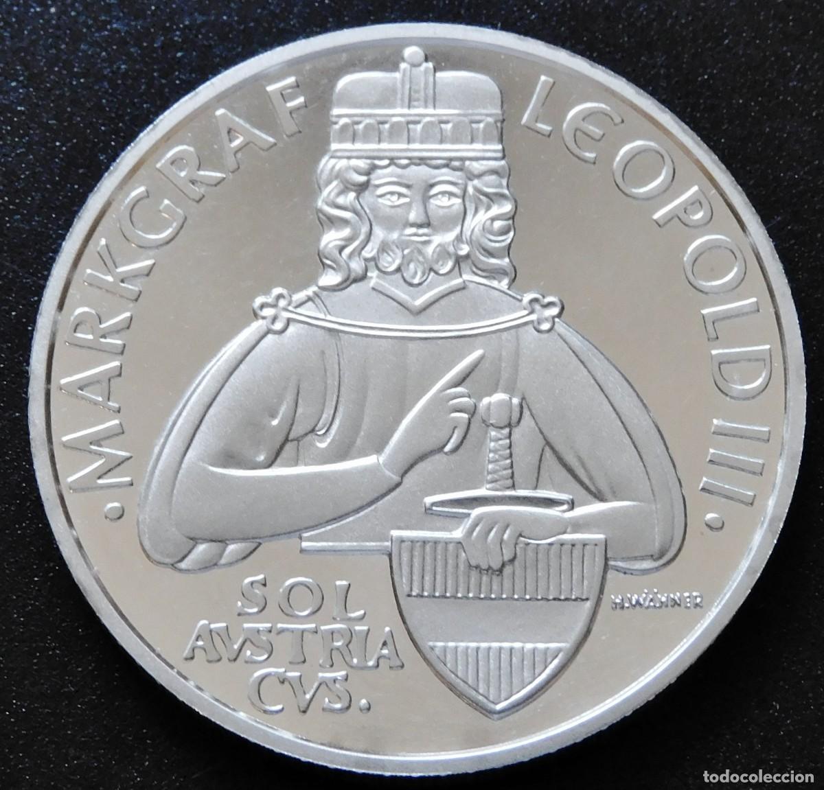 Moedas antigas da Europa: MONEDA AUSTRIA 10O CHELINES 1996 -LEOPOLDO III. PLATA PROOF. ESCASA