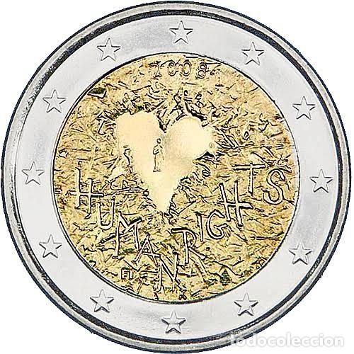 Monedas antiguas de Europa: Finlandia 2 euros &euro; 2008 Declaraci&oacute;n Universal Derechos Humanos - SC