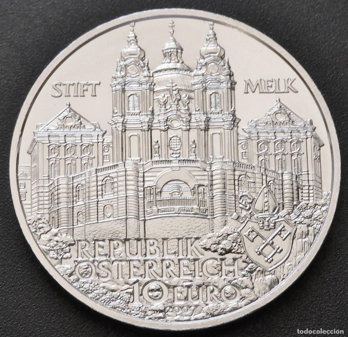 Alte M&uuml;nzen aus Europa: MONEDA DE AUSTRIA 10 EUROS 2007-ABAD&Iacute;A DE MELK. SIN CIRCULAR PLATA 0,925 ESCASA