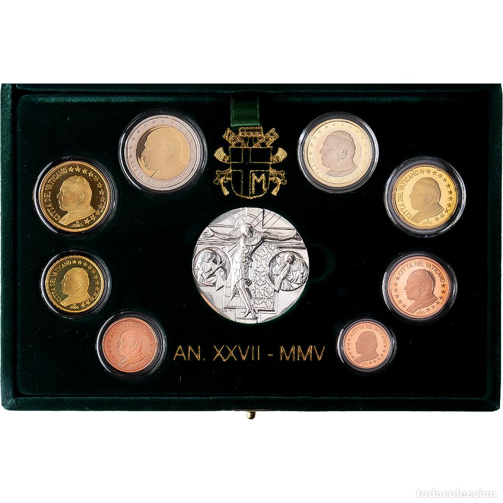 Monedas antiguas de Europa: [#1546566] CIUDAD DEL VATICANO, John Paul II, Set 1 ct. - 2 Euro + Medal, Prueba, 2005