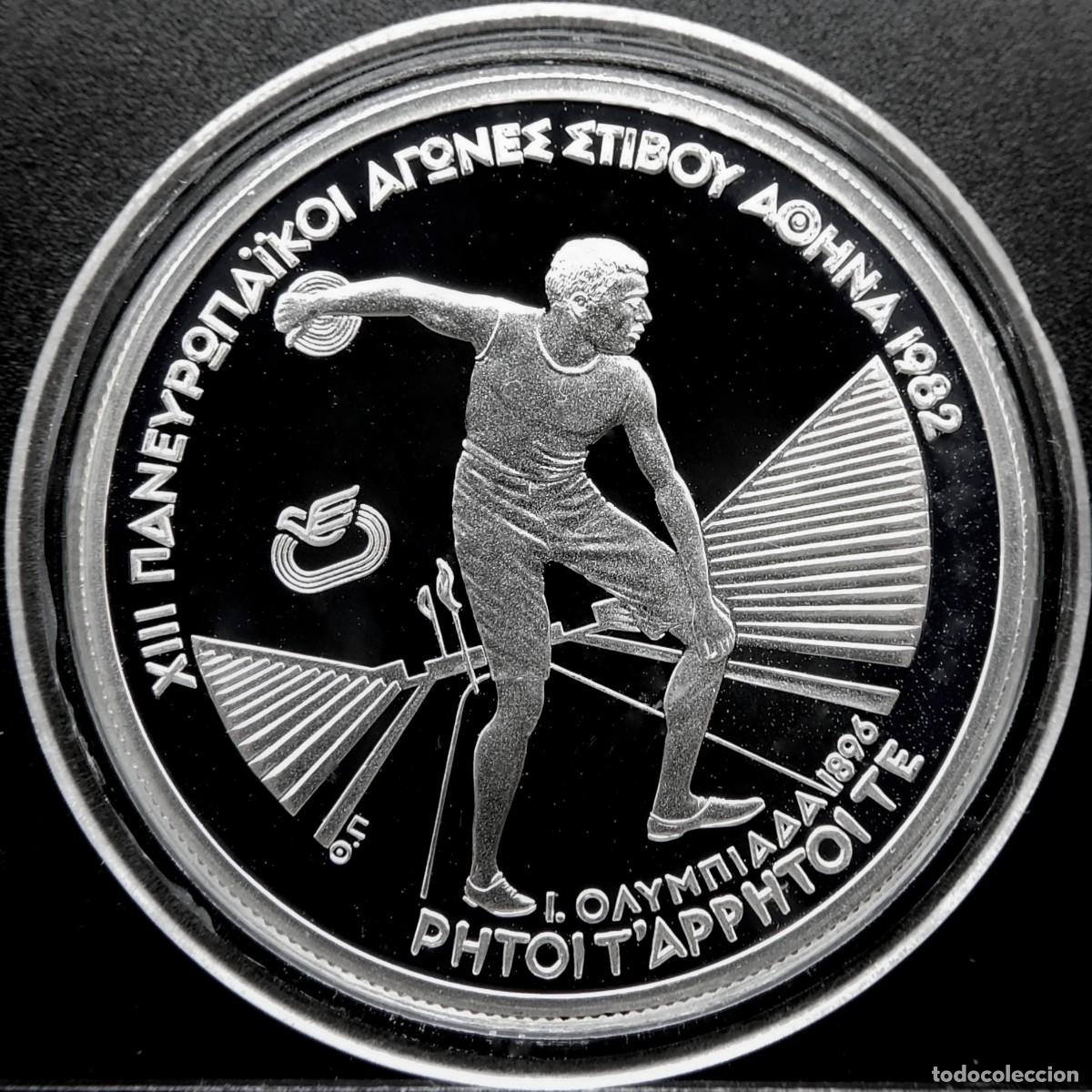 Alte M&uuml;nzen aus Europa: GRECIA 250 DRACMAS 1982 - JUEGOS PANEUROPEOS LANZAMIENTO DE DISCO PLATA PROOF ESCASA