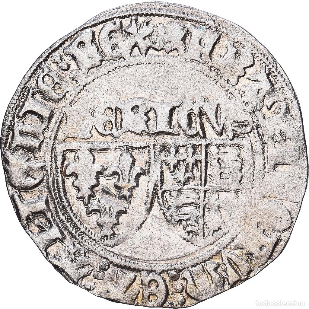 Monedas antiguas de Europa: [#1546912] Francia, Henri VI, Blanc aux &Eacute;cus, 1422, Rouen, Vell&oacute;n, BC+