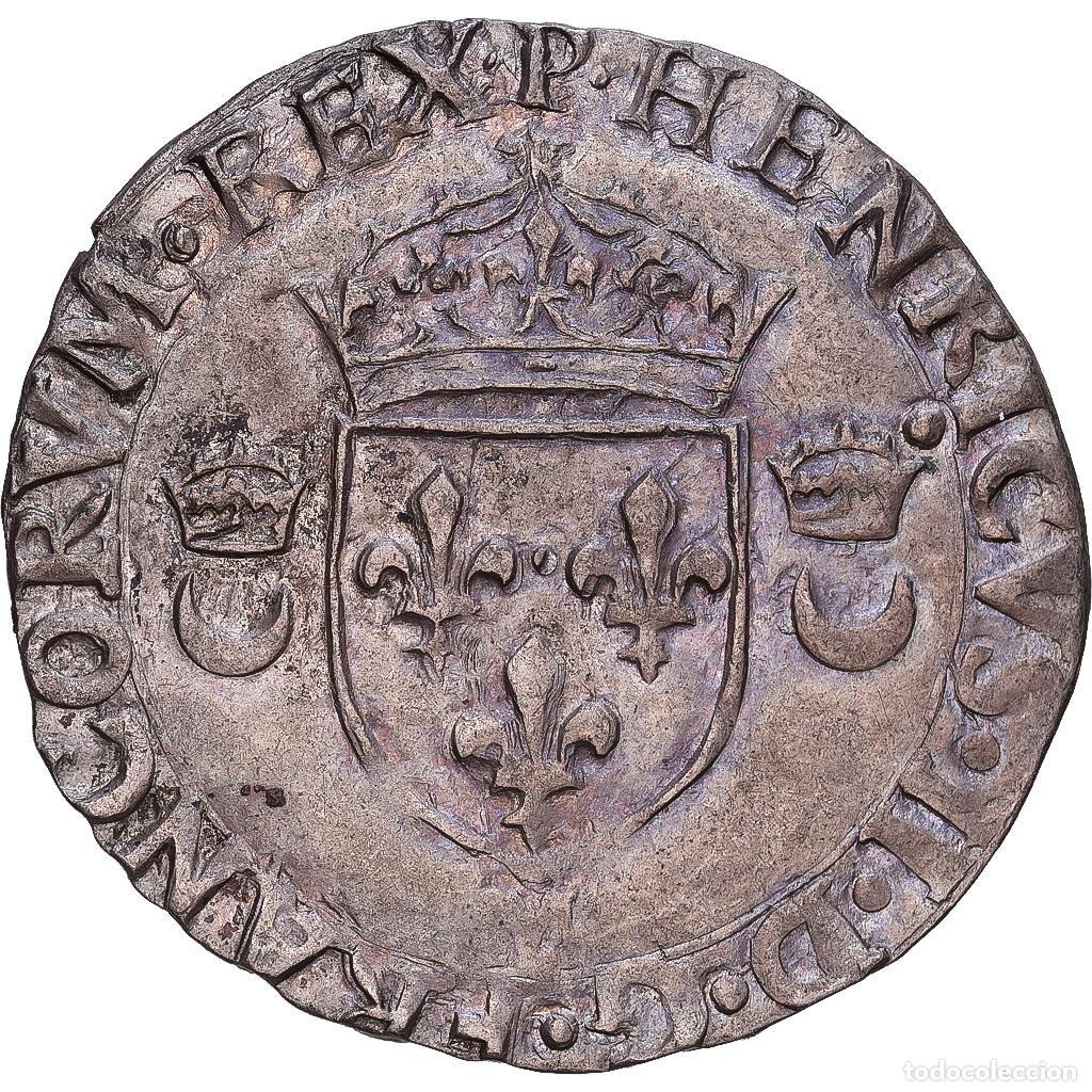 Monedas antiguas de Europa: [#1546677] Francia, Henri II, Douzain aux croissants, 1556, Toulouse, Vell&oacute;n, MBC+