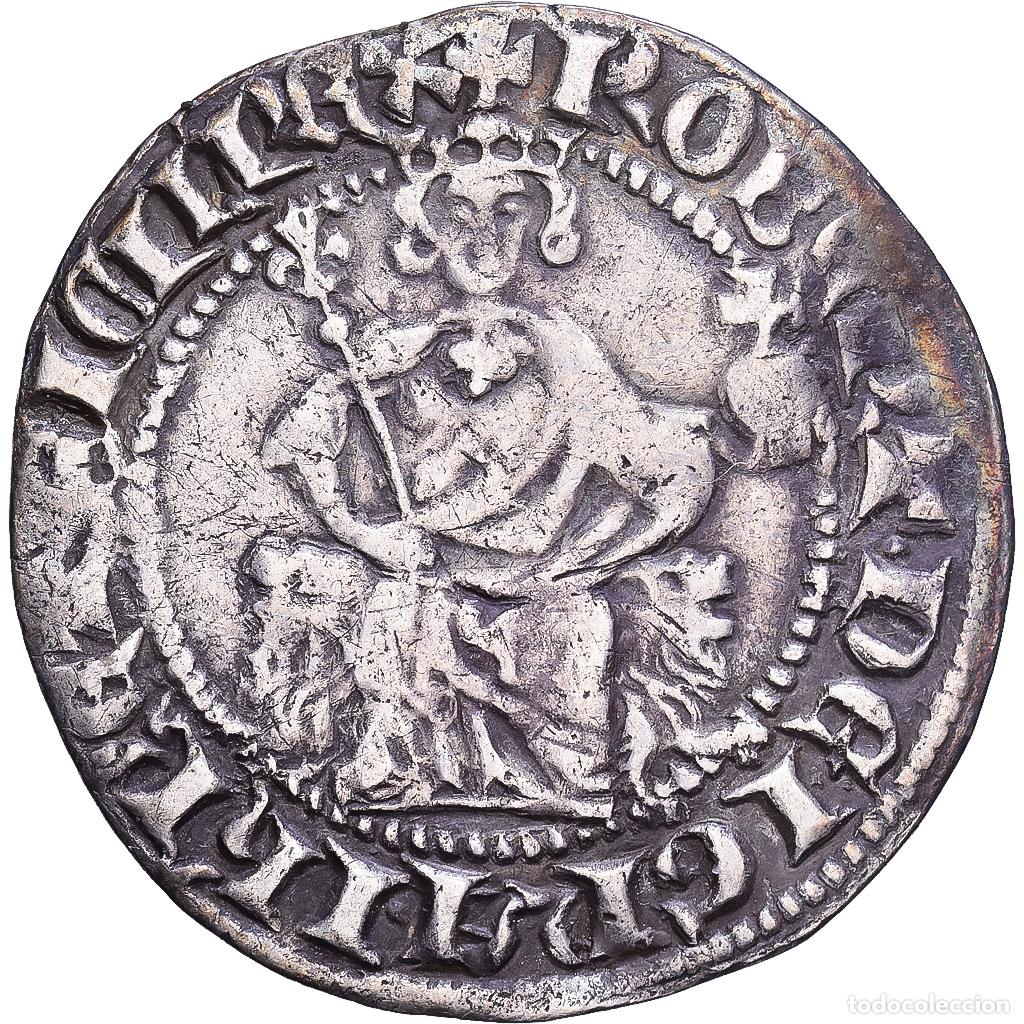 Monedas antiguas de Europa: [#1203248] Francia, Robert d'Anjou, Carlin, ca. 1339, Avignon, Plata, BC+