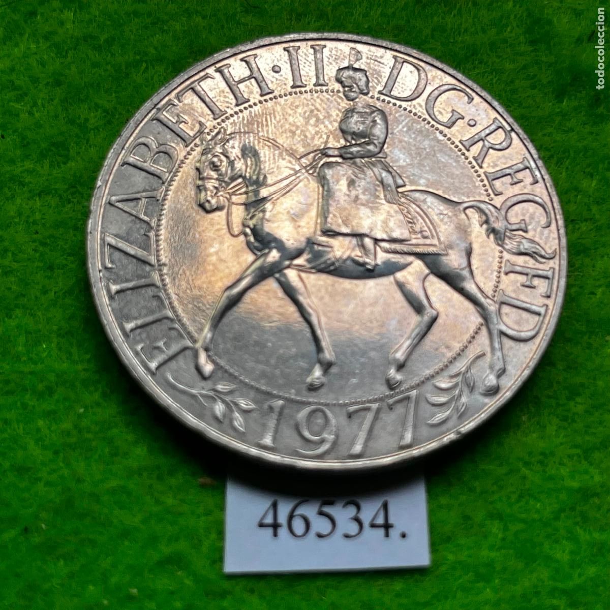 Monedas antiguas de Europa: UK 25 peniques 1977, Jubileo de plata, corona, Inglaterra