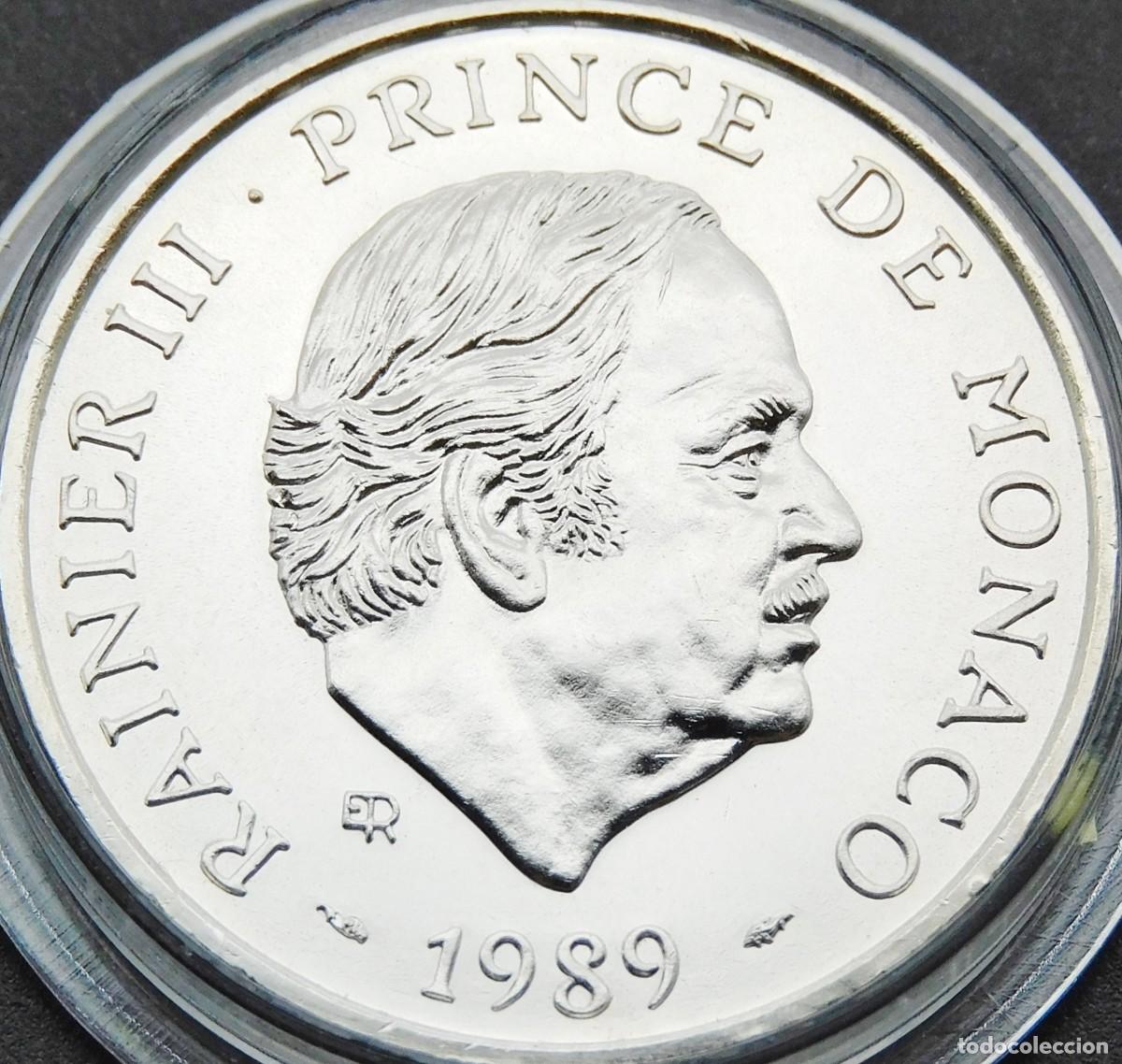 Monedas antiguas de Europa: MONACO 100 FRANCOS 1989. PLATA SIN CIRCULAR. MUY ESCASA