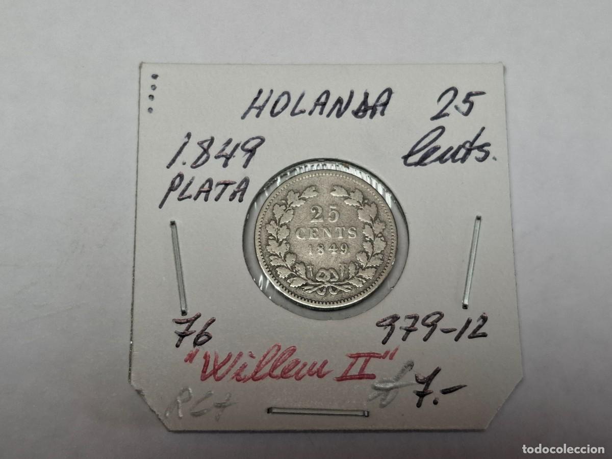 Monedas antiguas de Europa: 25 CENTIMOS de PLATA de 1849 KM 76 HOLANDA en RC+