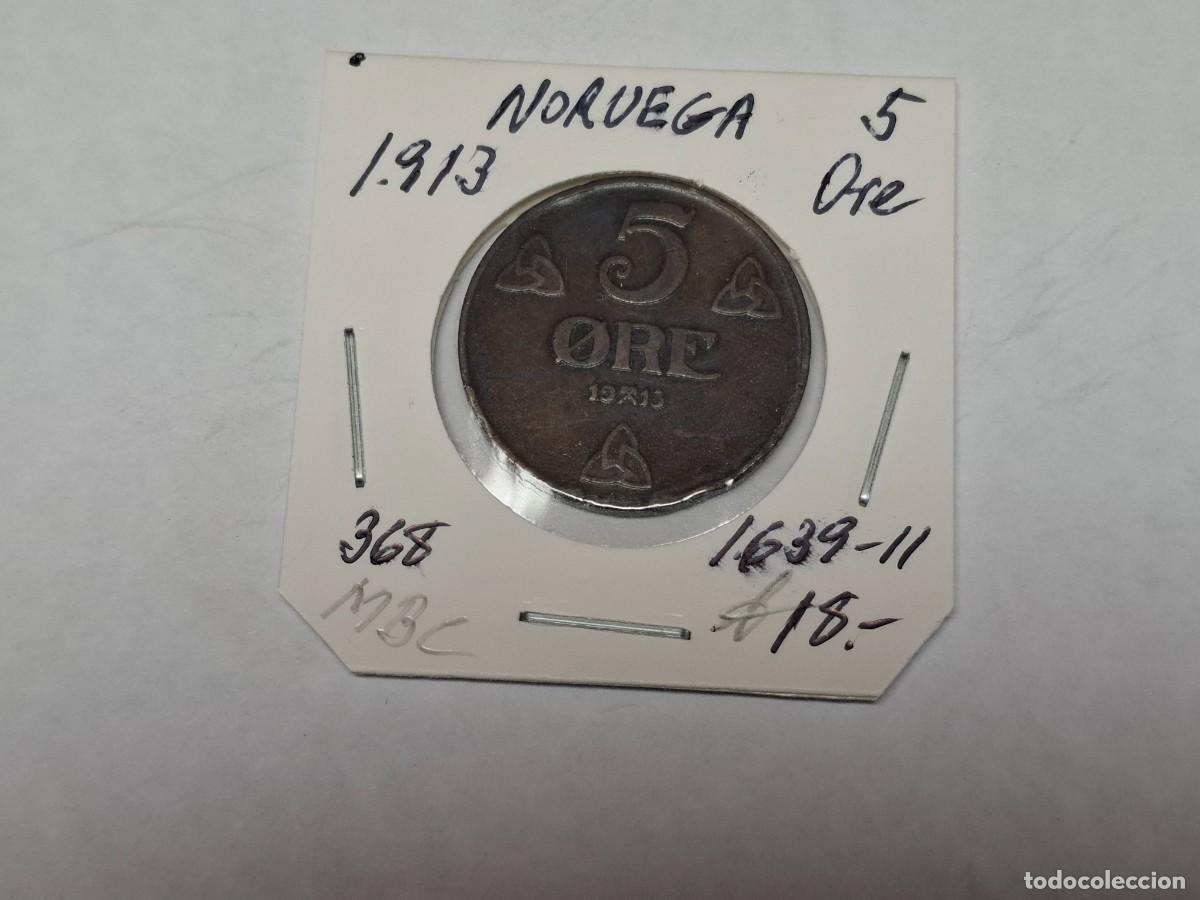 Monedas antiguas de Europa: 5 ORE de 1913 KM 368 NORUEGA en MBC