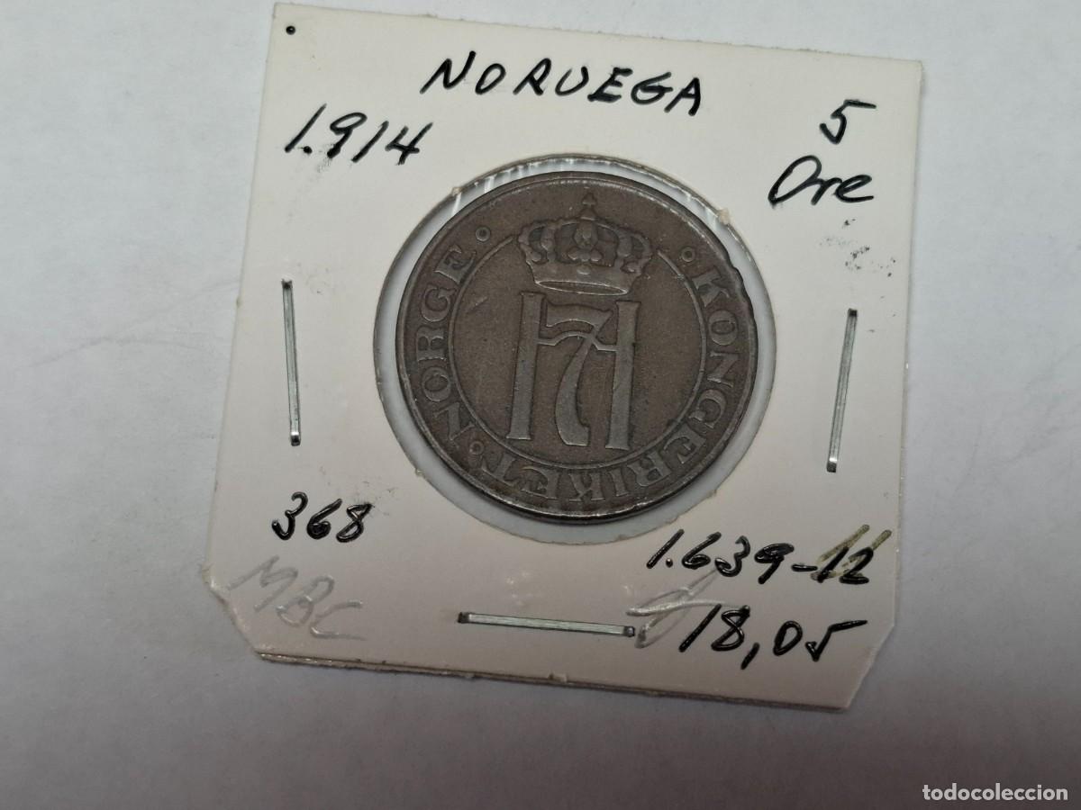 Monedas antiguas de Europa: 5 ORE de 1914 KM 368 NORUEGA en MBC
