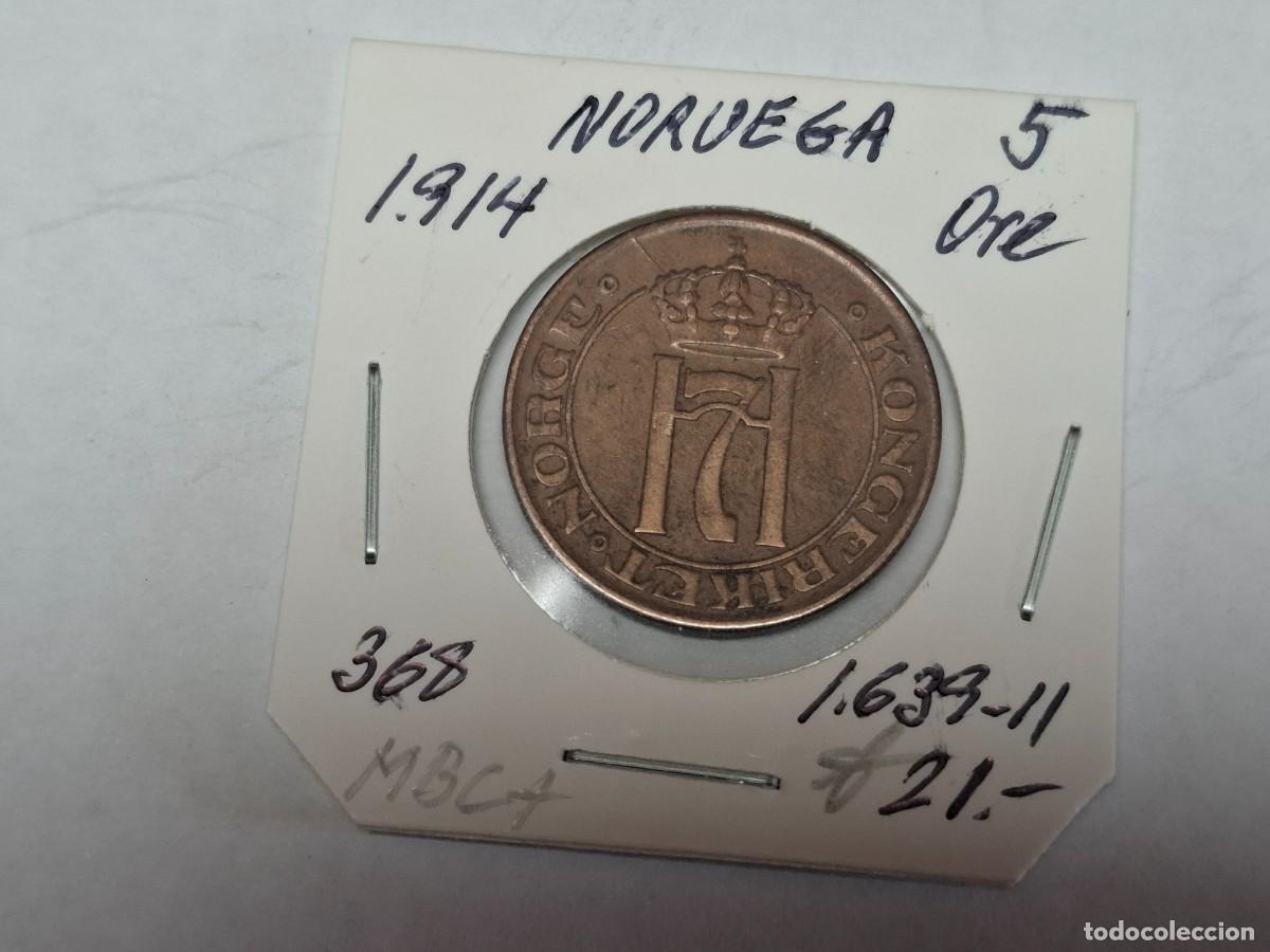 Monedas antiguas de Europa: 5 ORE de 1914 KM 368 NORUEGA en MBC+