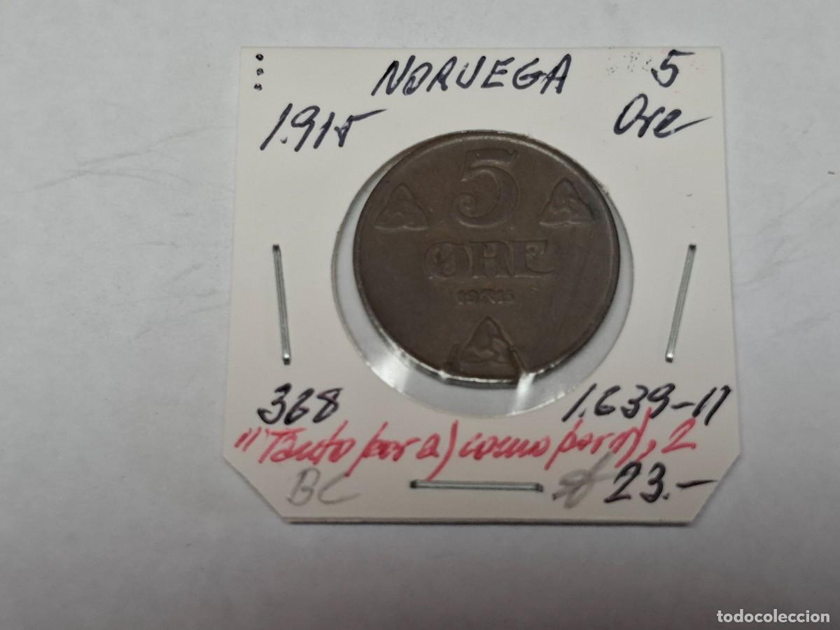 Monedas antiguas de Europa: 5 ORE de 1915 KM 368 NORUEGA en BC