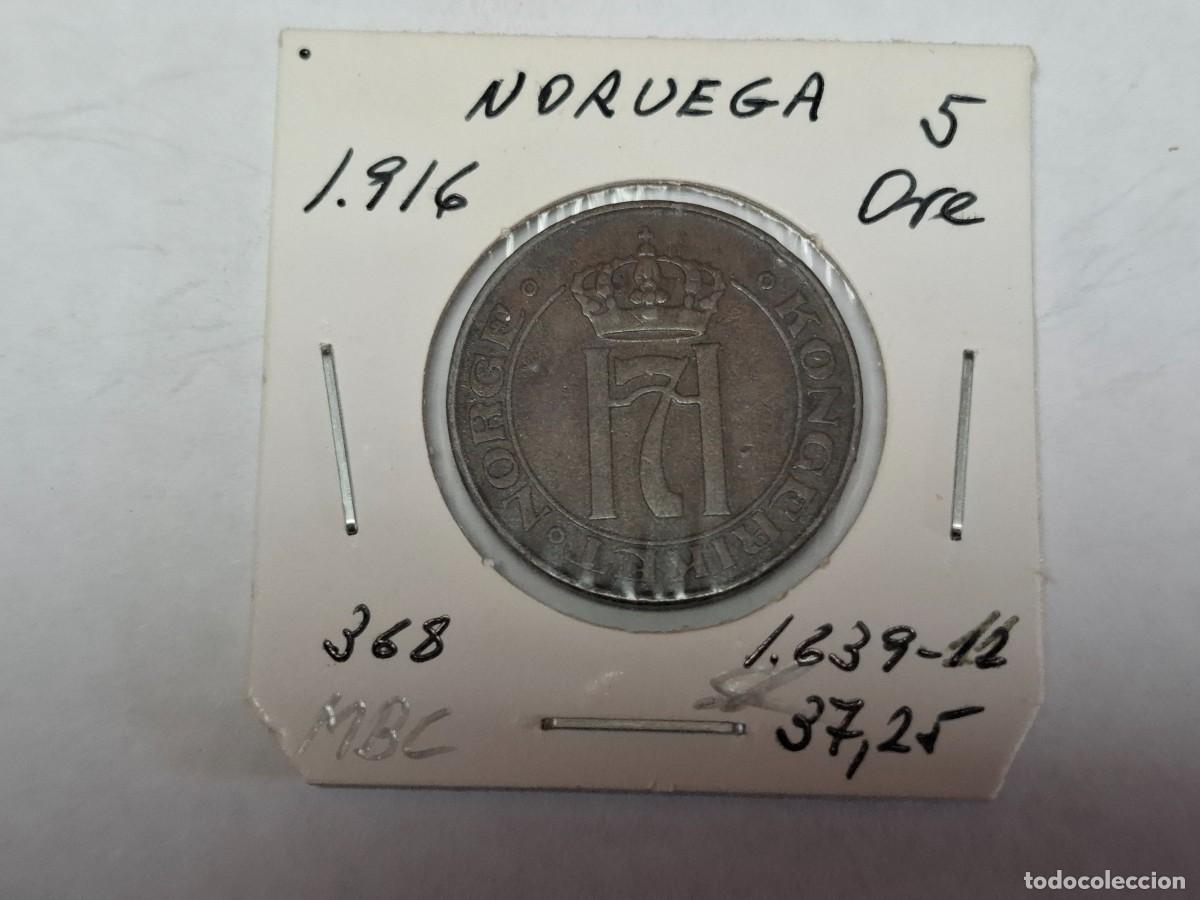 Monedas antiguas de Europa: 5 ORE de 1916 KM 368 NORUEGA en MBC