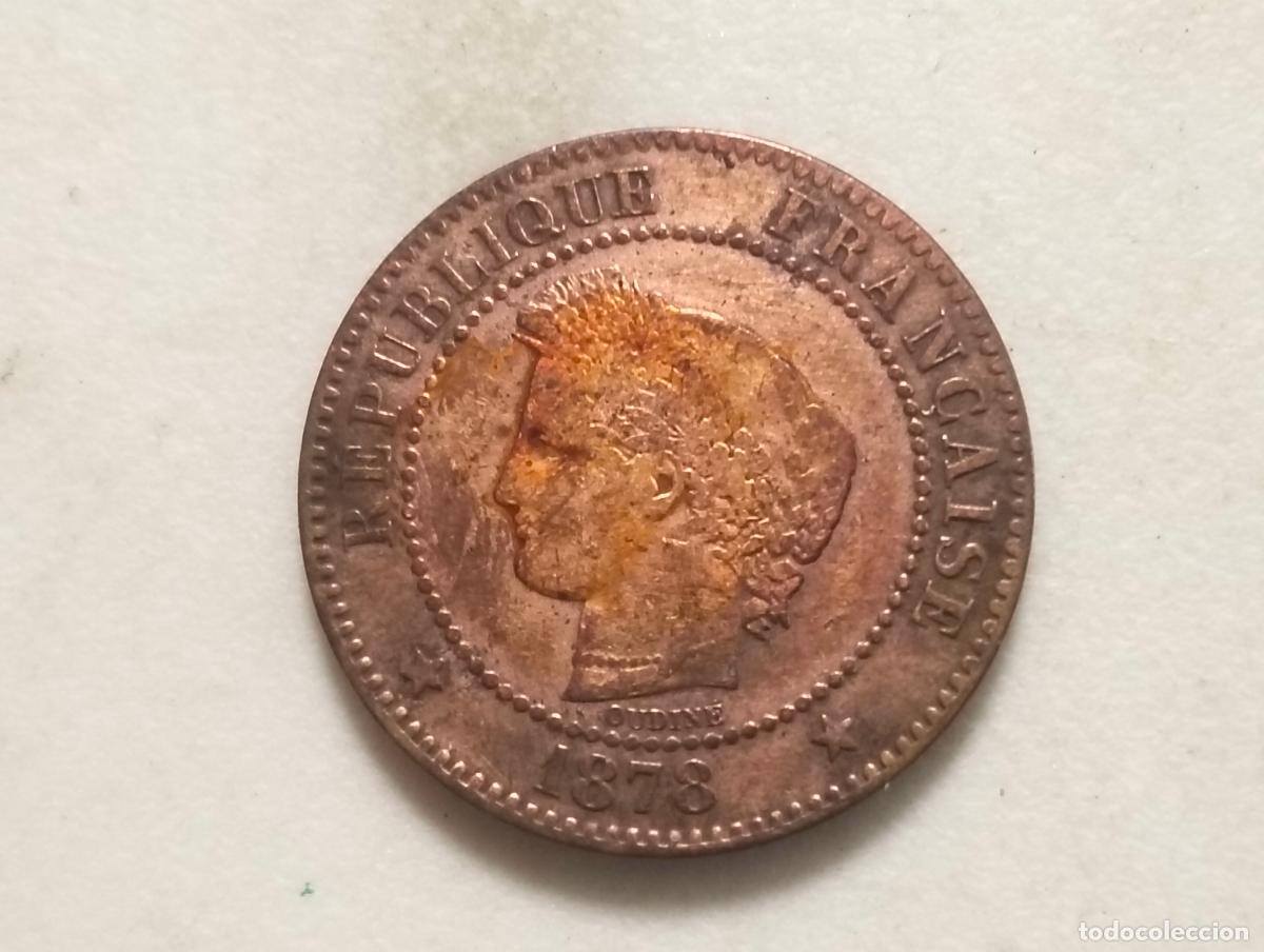Monedas antiguas de Europa: MONEDA REPUBLICA FRANCESA, A&Ntilde;O 1878, 2 CENTIMES, BRONCE