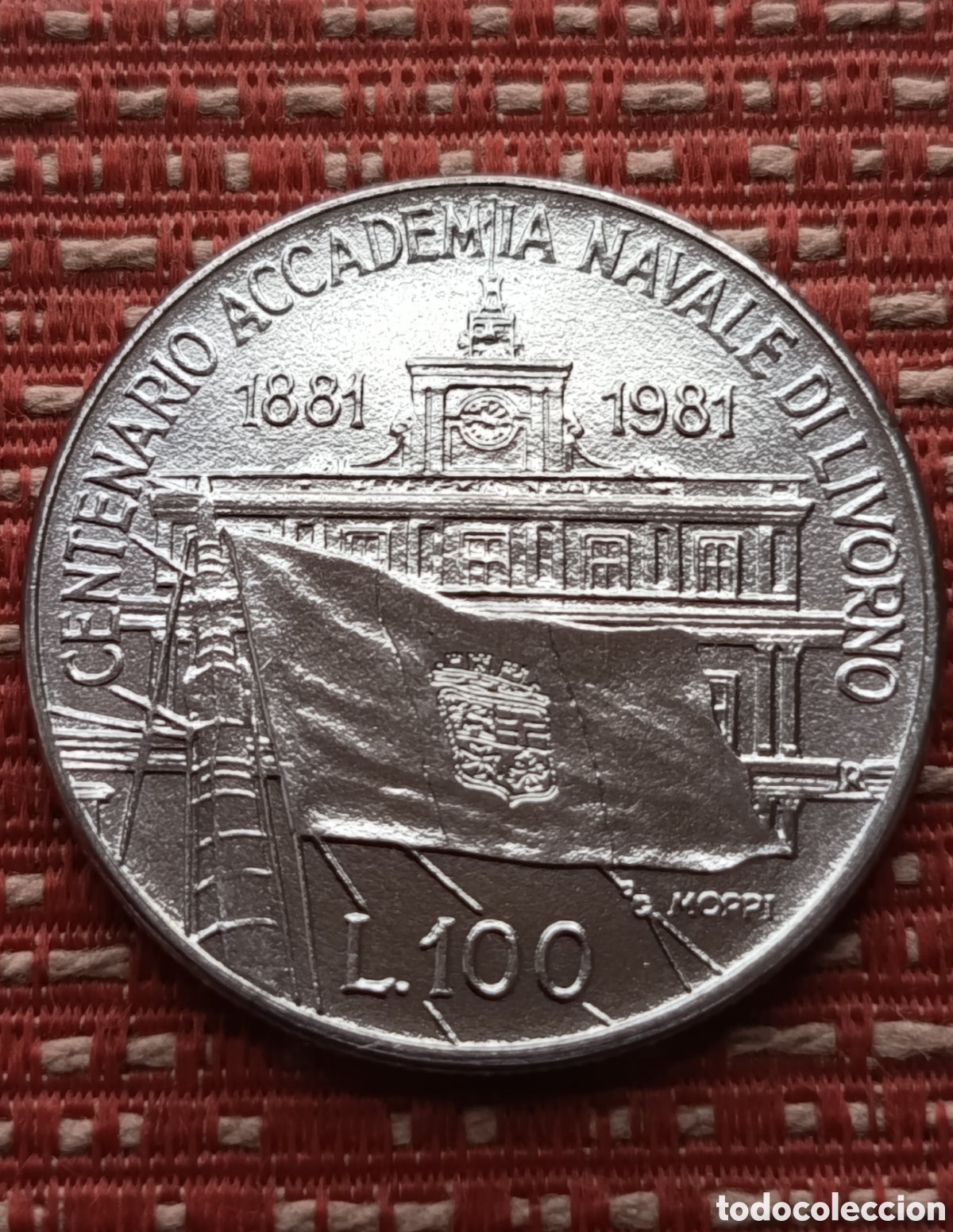 Monedas antiguas de Europa: Italia 100 Liras 100 Aniversario Academia Naval de Livorno