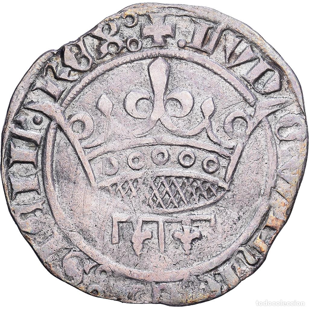 Monedas antiguas de Europa: [#1203239] County of Provence, Louis III d'Anjou, Sol coronat, 1414, Tarascon, Vell&oacute;n, BC+