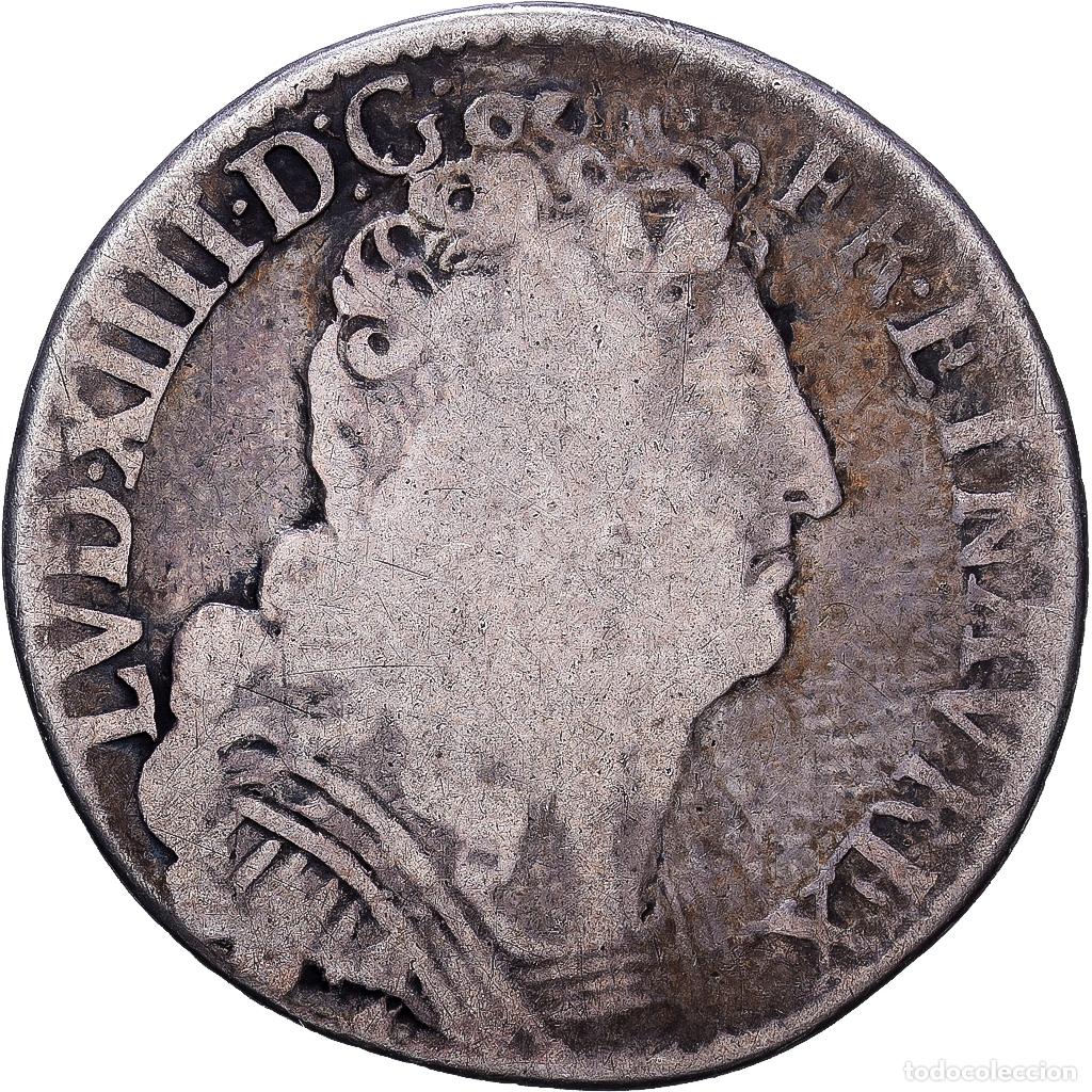 Monedas antiguas de Europa: [#1203259] Francia, Louis XIV, 1/4 Ecu aux 3 couronnes, 1711, Aix-en-Provence, Plata, BC+
